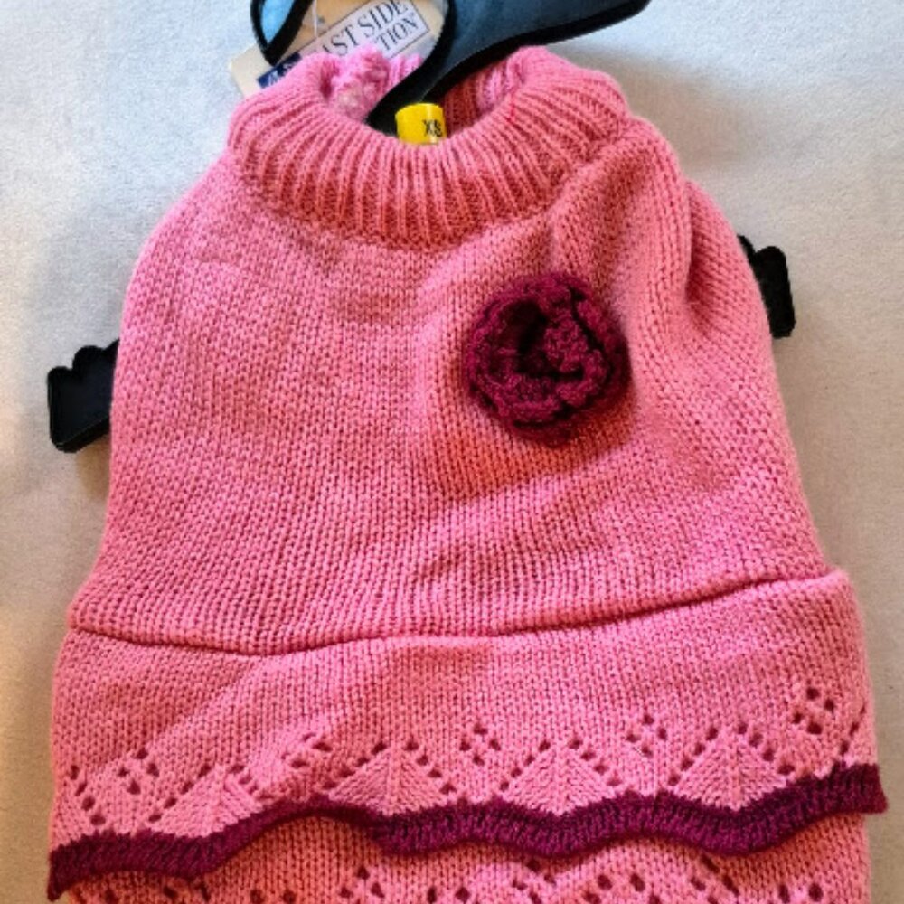 East Side Collection Elegance Pink Pointelle Knit Dress XS NWT